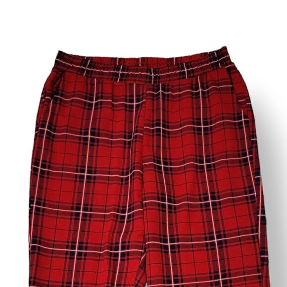 NEW H&M Divided Plaid Pull On Style Elastic Waist Pants with Pockets Size XS - Picture 3 of 7